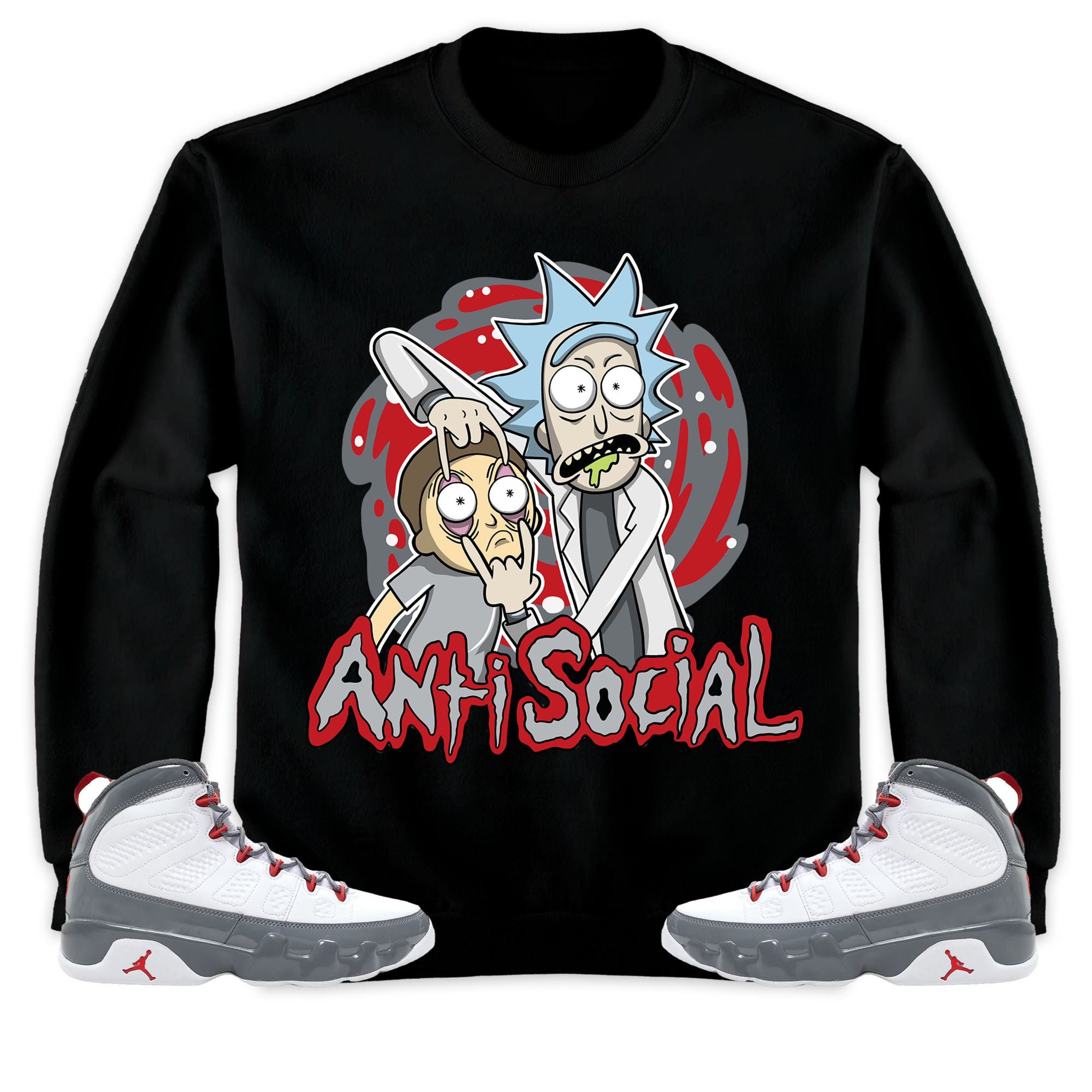 Jordan 9 Retro Fire Red Unisex Sweatshirt, Hoodie Rick Anti Social, Shirt To Match Sneaker