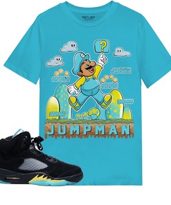 Jump Man Shirt Match Jordan 5 Aqua Shirt In Color Turquoise