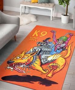 K9 Super Dogs Rat Fink Chopper Rug Hot Rod Rug for Garage