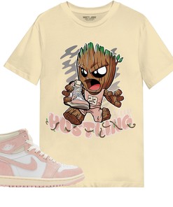 Keep Hustling Groot Shirt Match Jordan 1 OG Washed Pink Shirt In Color Nature