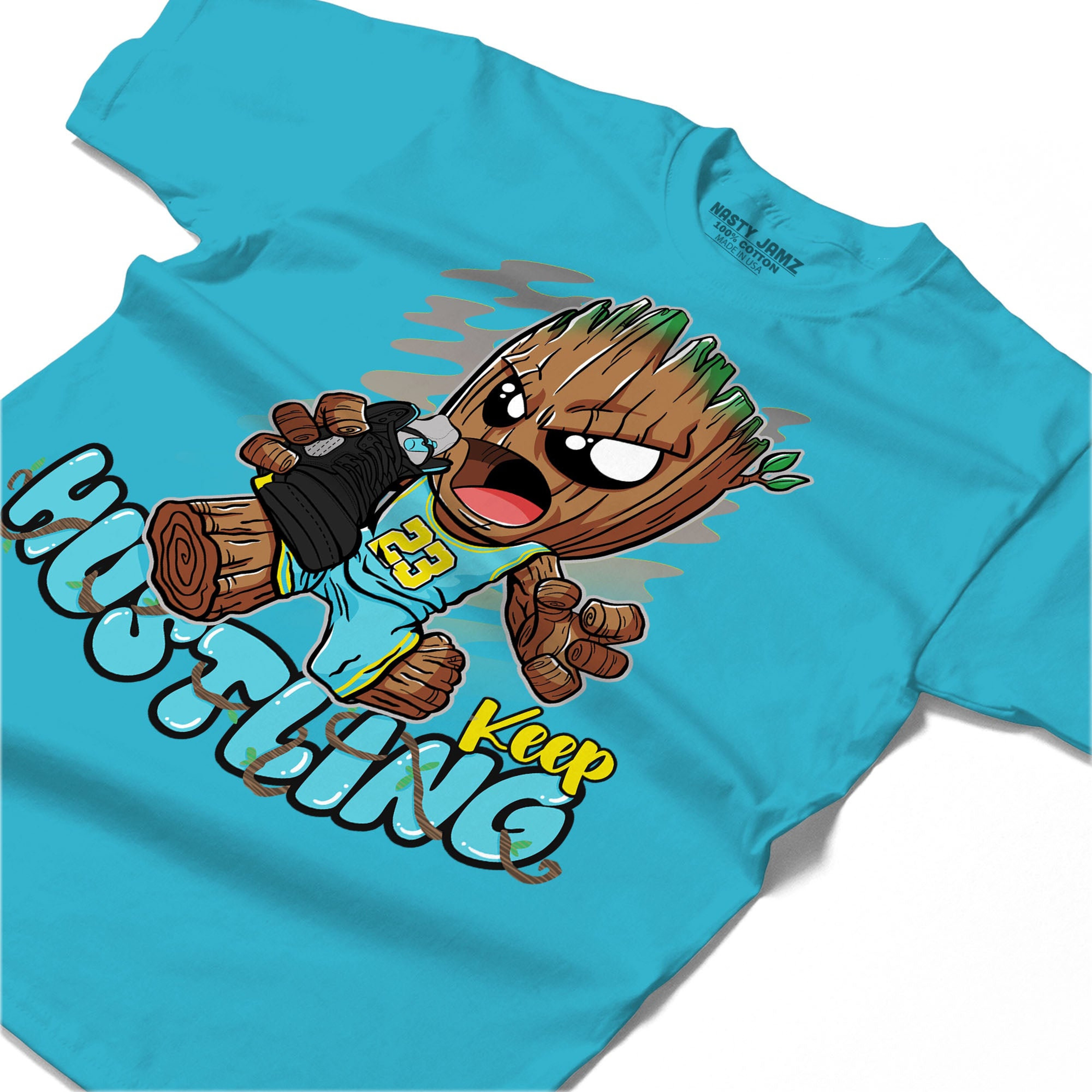 Keep Hustling Groot Shirt Match Jordan 5 Aqua Shirt In Color Turquoise