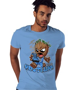 Keep Hustling Groot Shirt Match Jordan 5 University Blue Shirt In Color Carolina Blue