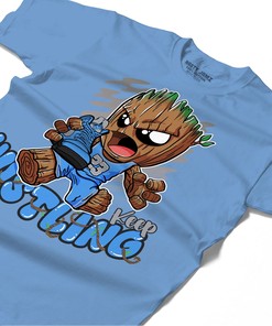 Keep Hustling Groot Shirt Match Jordan 5 University Blue Shirt In Color Carolina Blue