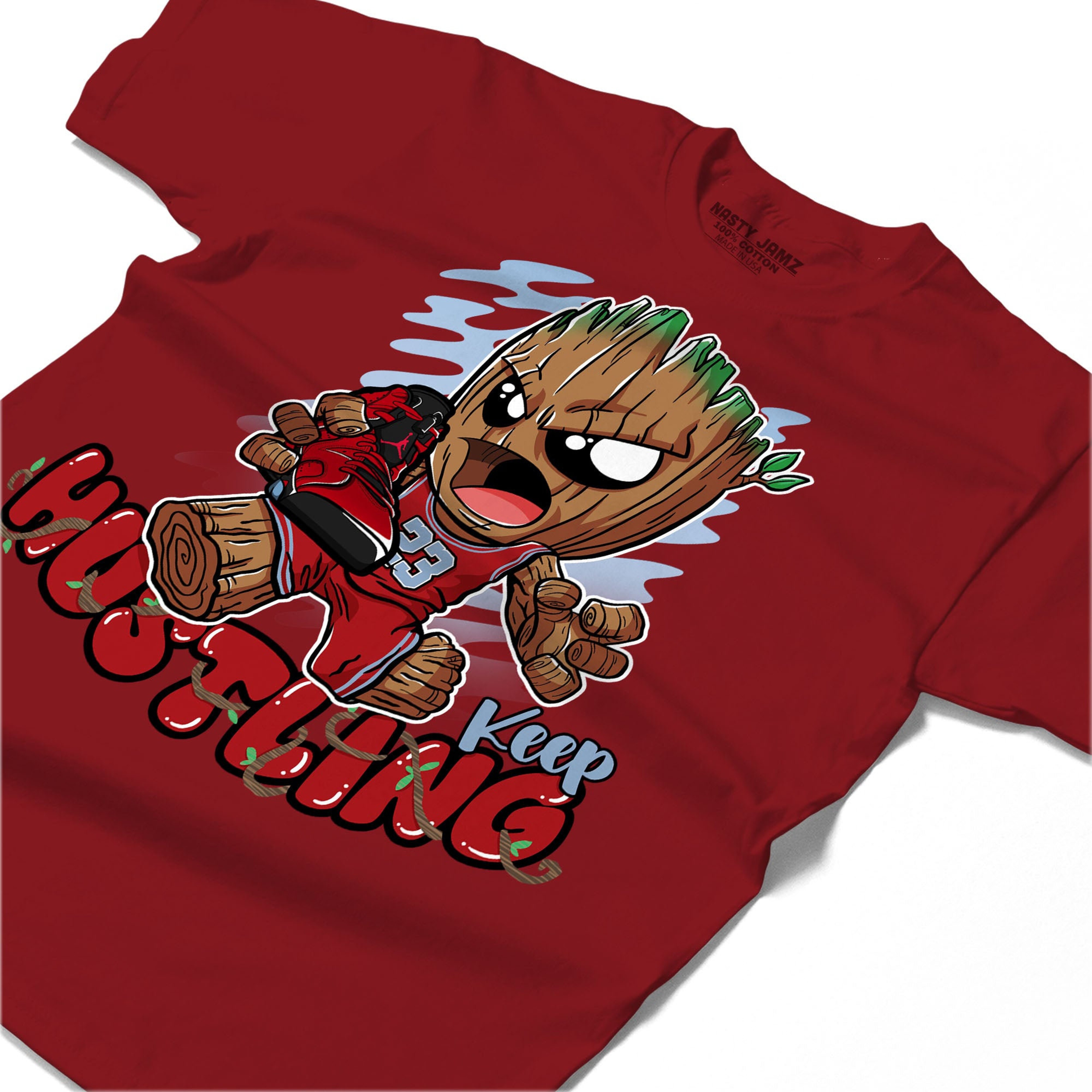 Keep Hustling Groot Shirt Match Jordan 6 Toro Bravo Shirt In Color cherry Red