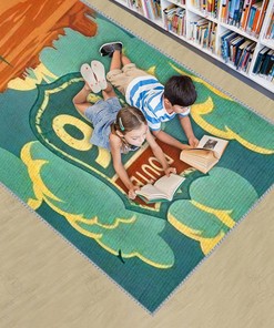 Kids Play Area Rugs Historic US Route 66 Roadway - Fun Rug for Hot Rod Enthusiasts