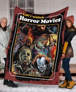 Let's Watch Horror Movies Blanket - Horror Characters Throw - Scary Movie Halloween