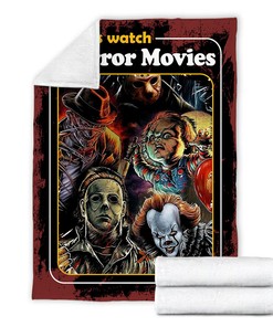 Let's Watch Horror Movies Blanket - Horror Characters Throw - Scary Movie Halloween