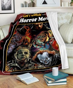 Let's Watch Horror Movies Blanket - Horror Characters Throw - Scary Movie Halloween