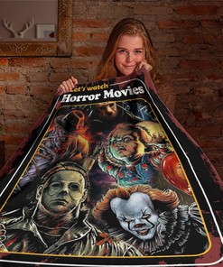 Let's Watch Horror Movies Blanket - Horror Characters Throw - Scary Movie Halloween