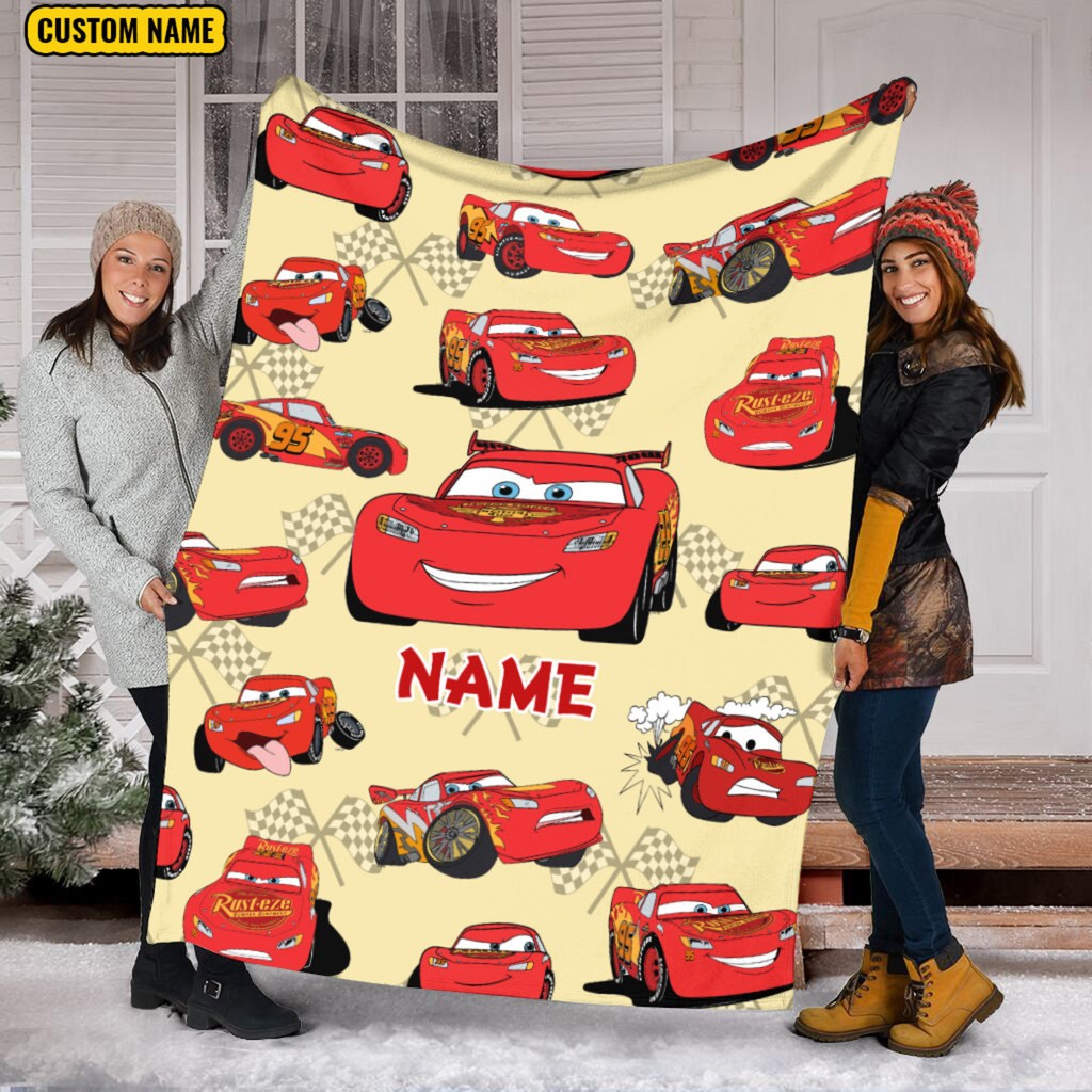 Lightning Mcqueen Quilt Blanket, Personalized Cars Movies Design, Pixar