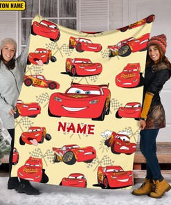 Lightning Mcqueen Quilt Blanket, Personalized Cars Movies Design, Pixar Cars Characters, Kids Birthday Gift, Fleece Sherpa Blanket