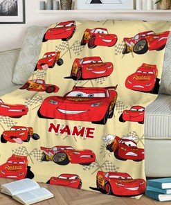 Lightning Mcqueen Quilt Blanket, Personalized Cars Movies Design, Pixar Cars Characters, Kids Birthday Gift, Fleece Sherpa Blanket