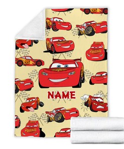 Lightning Mcqueen Quilt Blanket, Personalized Cars Movies Design, Pixar Cars Characters, Kids Birthday Gift, Fleece Sherpa Blanket