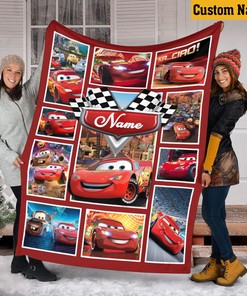 Lightning Mcqueen Quilt Blanket - Soft Pixar Cars Characters - Ideal Birthday Gift for Kids