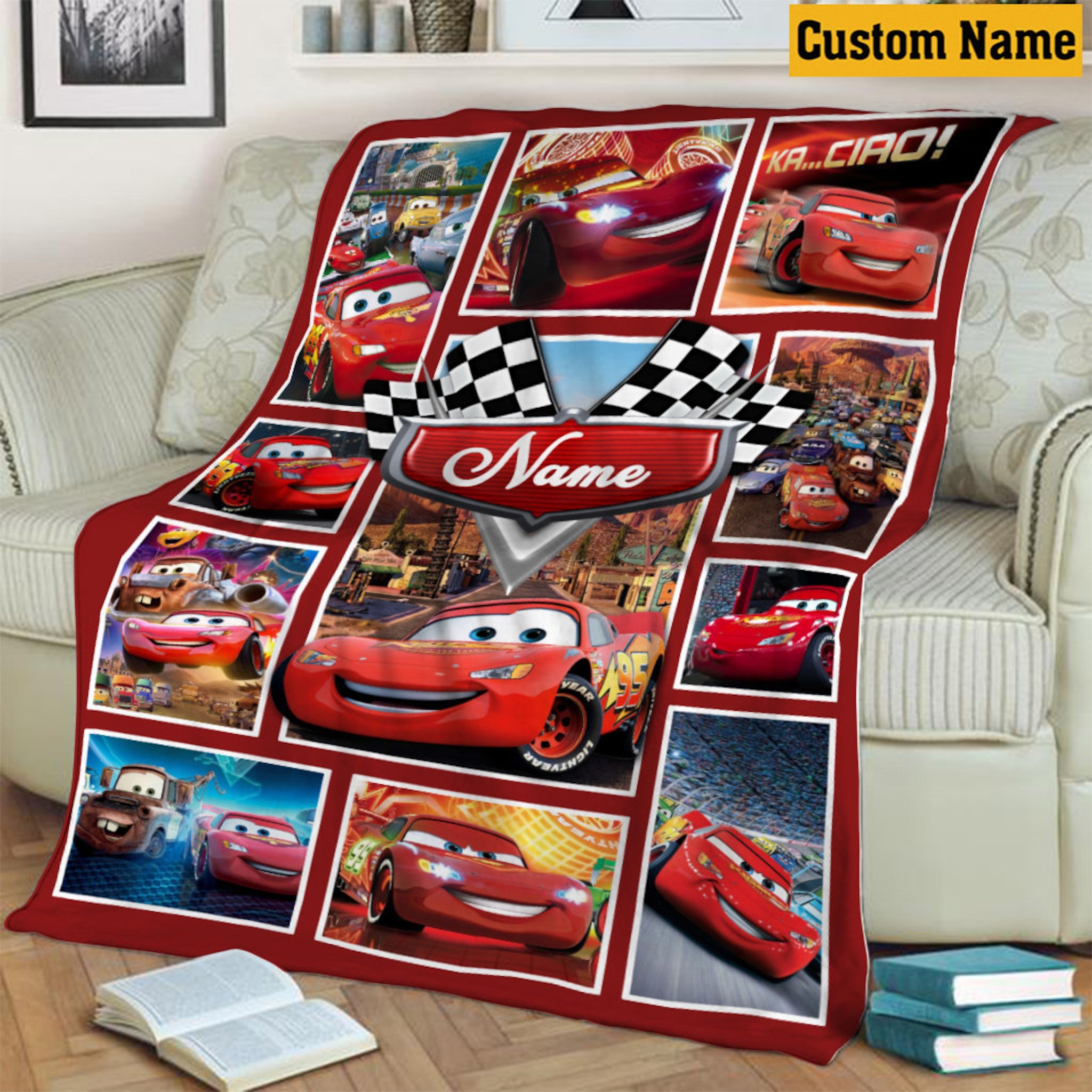 Lightning Mcqueen Quilt Blanket Soft Pixar Cars Characters Ideal
