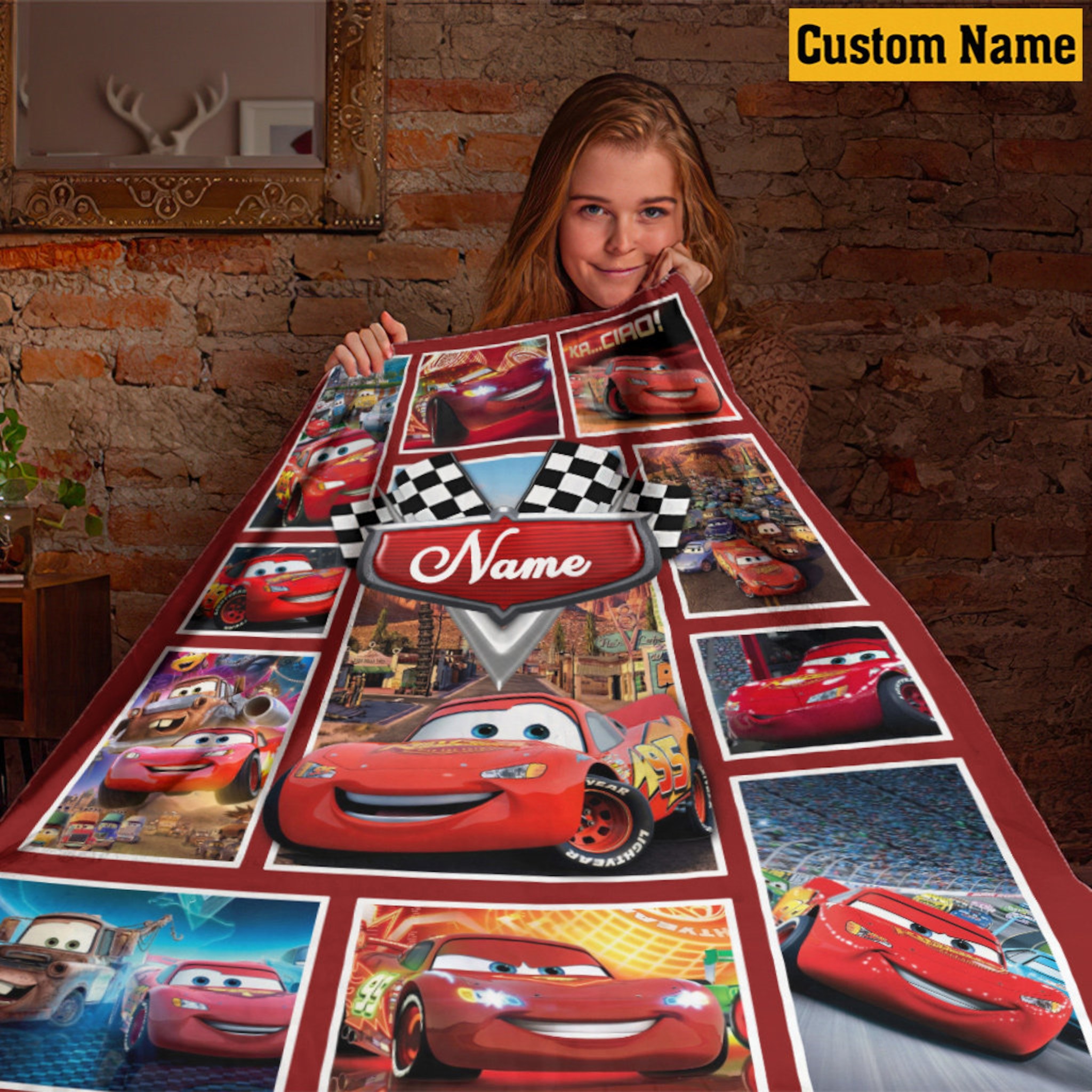 Lightning Mcqueen Quilt Blanket Soft Pixar Cars Characters Ideal