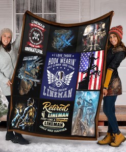 Lineman American Quilt Blanket, Perfect Gift for Lineman