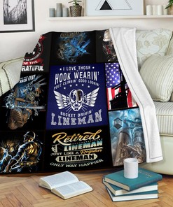 Lineman American Quilt Blanket, Perfect Gift for Lineman