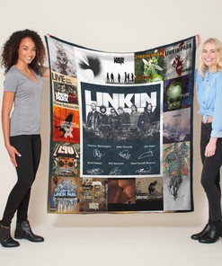 Linkin Park Members Signatures Quilt Blanket, Perfect Gift for Rock Band Fans and Music Lovers