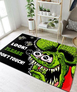 Look Please Dont Touch Rat Fink Rug Hot Rod Rug for Garage