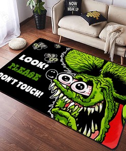 Look Please Dont Touch Rat Fink Rug Hot Rod Rug for Garage