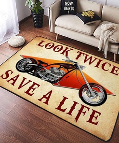 Look Twice Save A Life Motorcycle Rug for Home Decoration