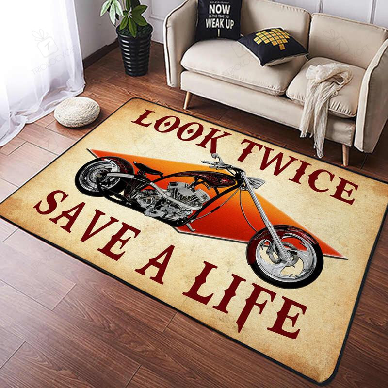Look Twice Save A Life Motorcycle Rug for Home Decoration