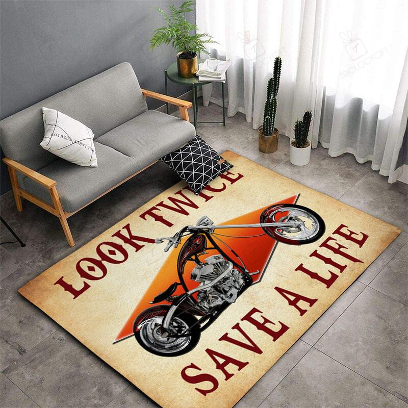 Look Twice Save A Life Motorcycle Rug for Home Decoration