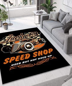 Lucky 13 Speed Shop Hot Rod Rat Rod Rug for Garage Decoration