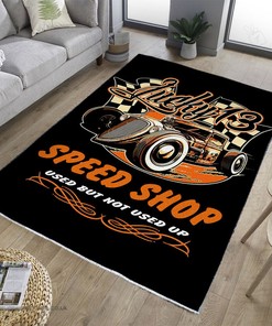 Lucky 13 Speed Shop Hot Rod Rat Rod Rug for Garage Decoration