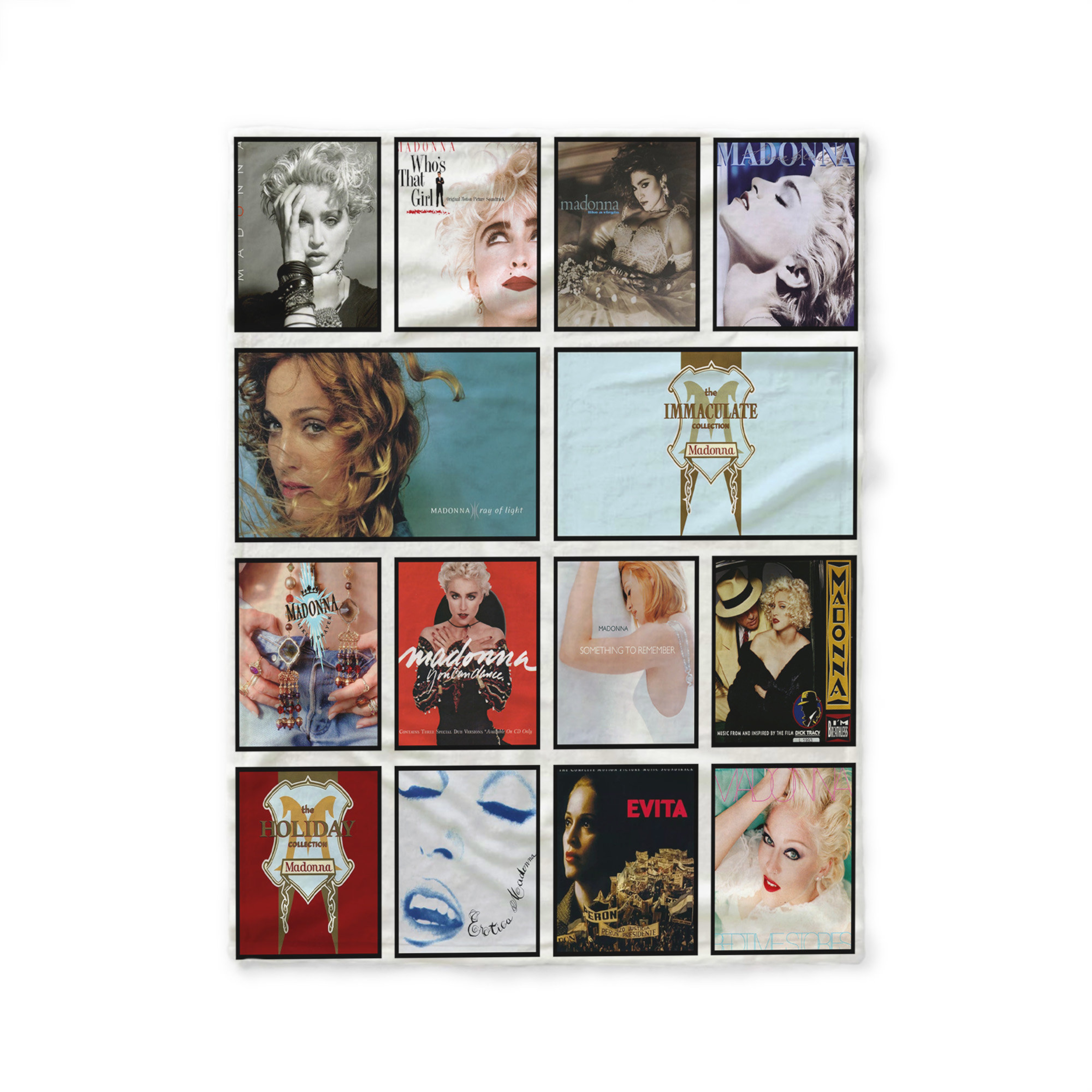 Madonna Albums Quilt Blanket, Perfect Gift for Pop Music Lovers, Ideal for Home Decoration