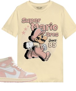 Mario Since 85 Shirt Match Jordan 1 OG Washed Pink Shirt In Color Nature
