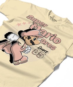 Mario Since 85 Shirt Match Jordan 1 OG Washed Pink Shirt In Color Nature