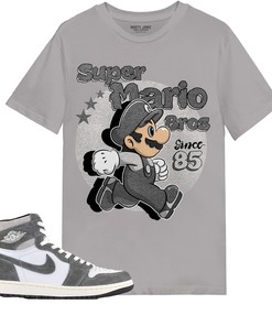 Mario Since 85 Shirt Match Jordan 1 Washed Heritage Shirt In Color Grey