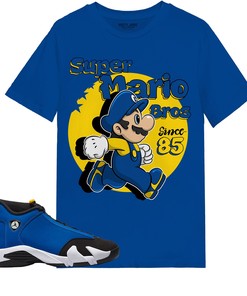 Mario Since 85 Shirt Match Jordan 14 Laney Shirt In Color Royal