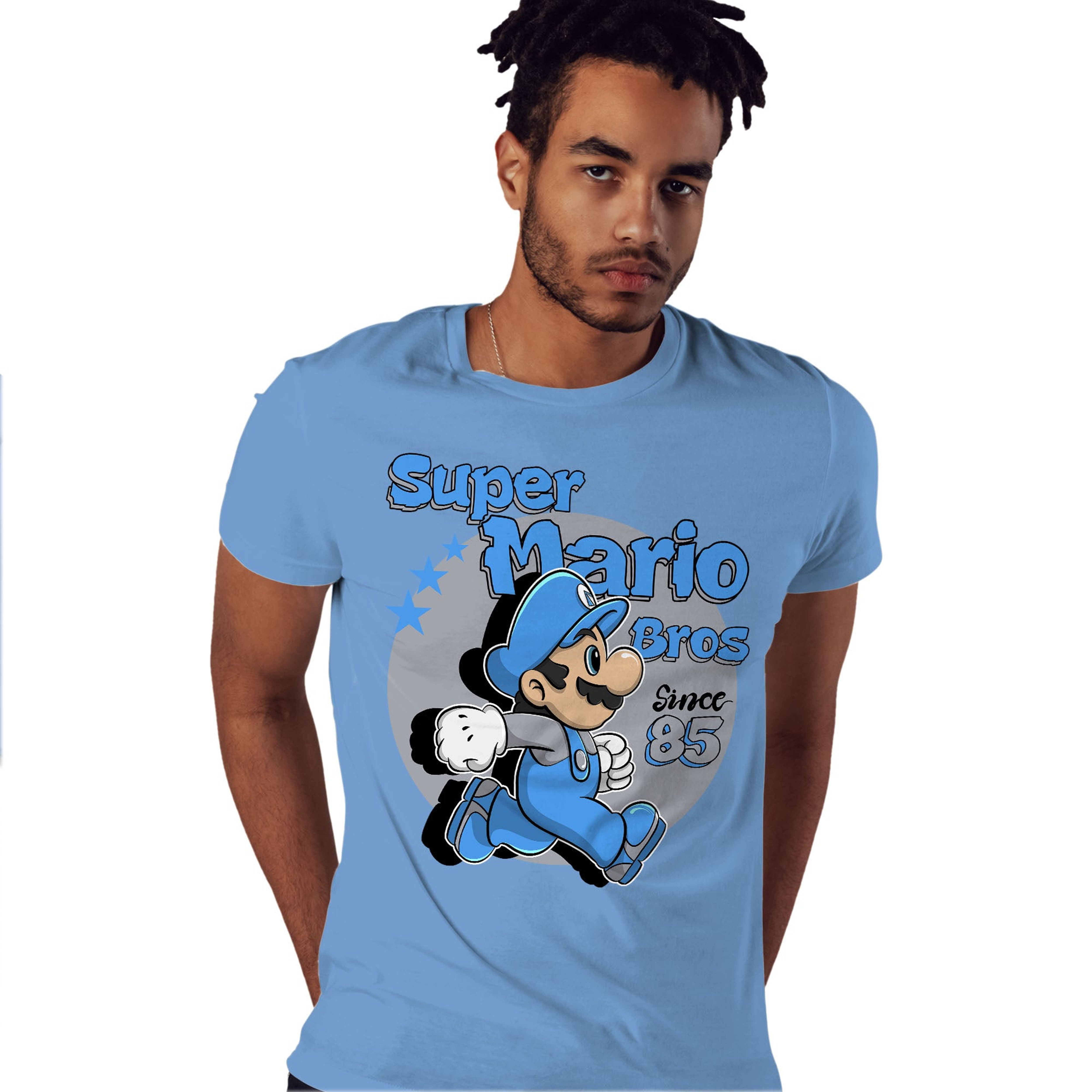 Mario Since 85 Shirt Match Jordan 5 University Blue Shirt In Color Carolina Blue