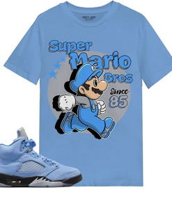 Mario Since 85 Shirt Match Jordan 5 University Blue Shirt In Color Carolina Blue