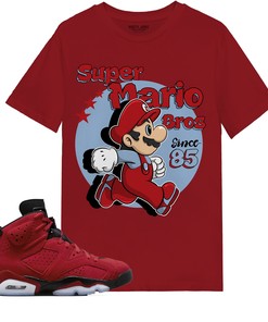 Mario Since 85 Shirt Match Jordan 6 Toro Bravo Shirt In Color cherry Red