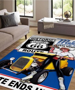 Mels Diner Drive In Vintage Hot Rod Rug - Retro Style Rug for Hot Rod Enthusiasts