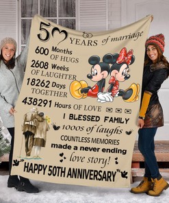 Mickey And Minnie Quilt Blanket - Happy 50th Anniversary Gift - Ideal Couple Gift