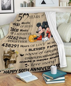 Mickey And Minnie Quilt Blanket - Happy 50th Anniversary Gift - Ideal Couple Gift