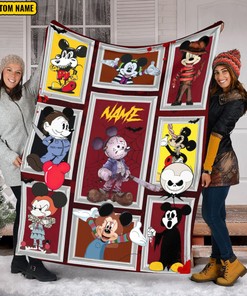 Mickey Cosplay Horror Characters Blanket - Watching Blanket - Halloween Movies Custom Name