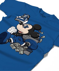 Mickey Sneakers Money Shirt Match Jordan 1 High OG True Blue Shirt In Color Royal