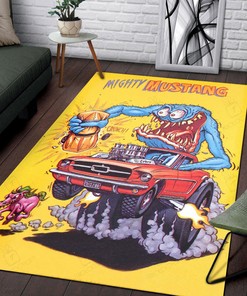 Mighty Mustang Rat Fink Rug Hot Rod Rug for Garage