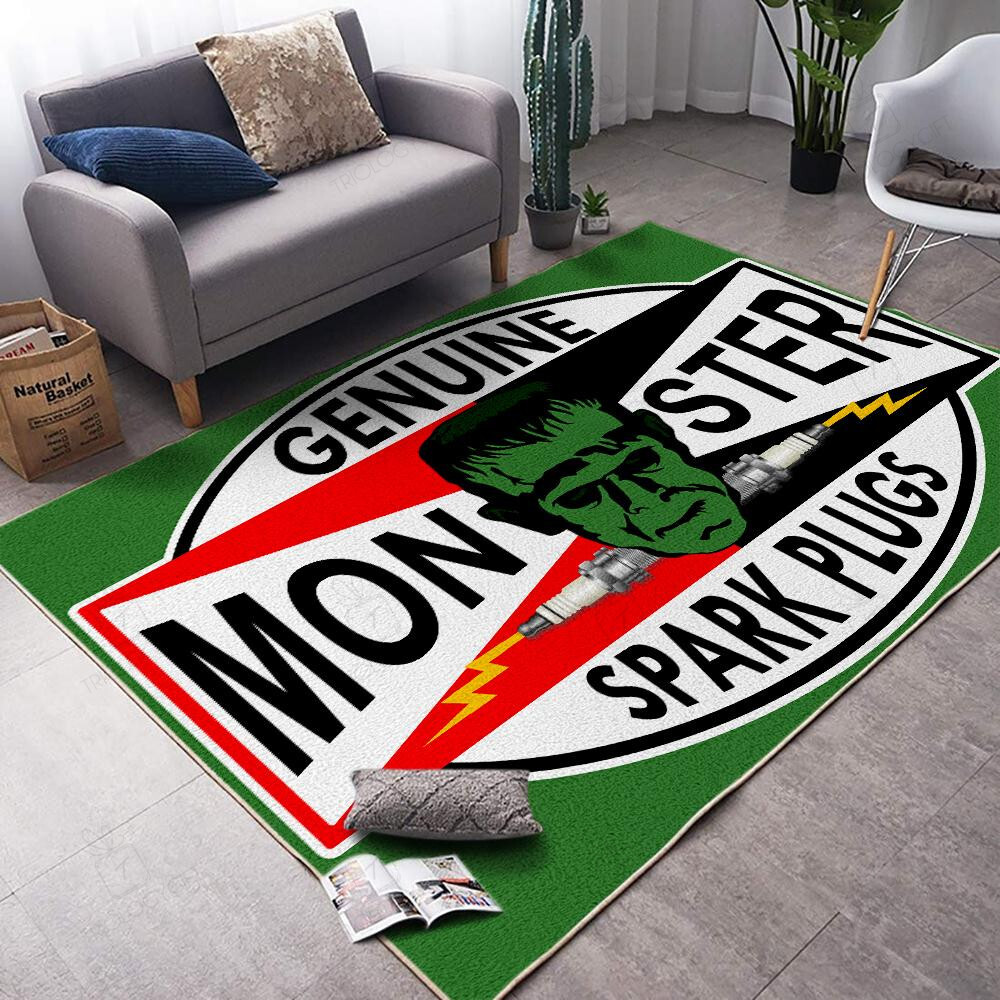 Monster Spark Plugs Hot Rod Rug for Home Decoration