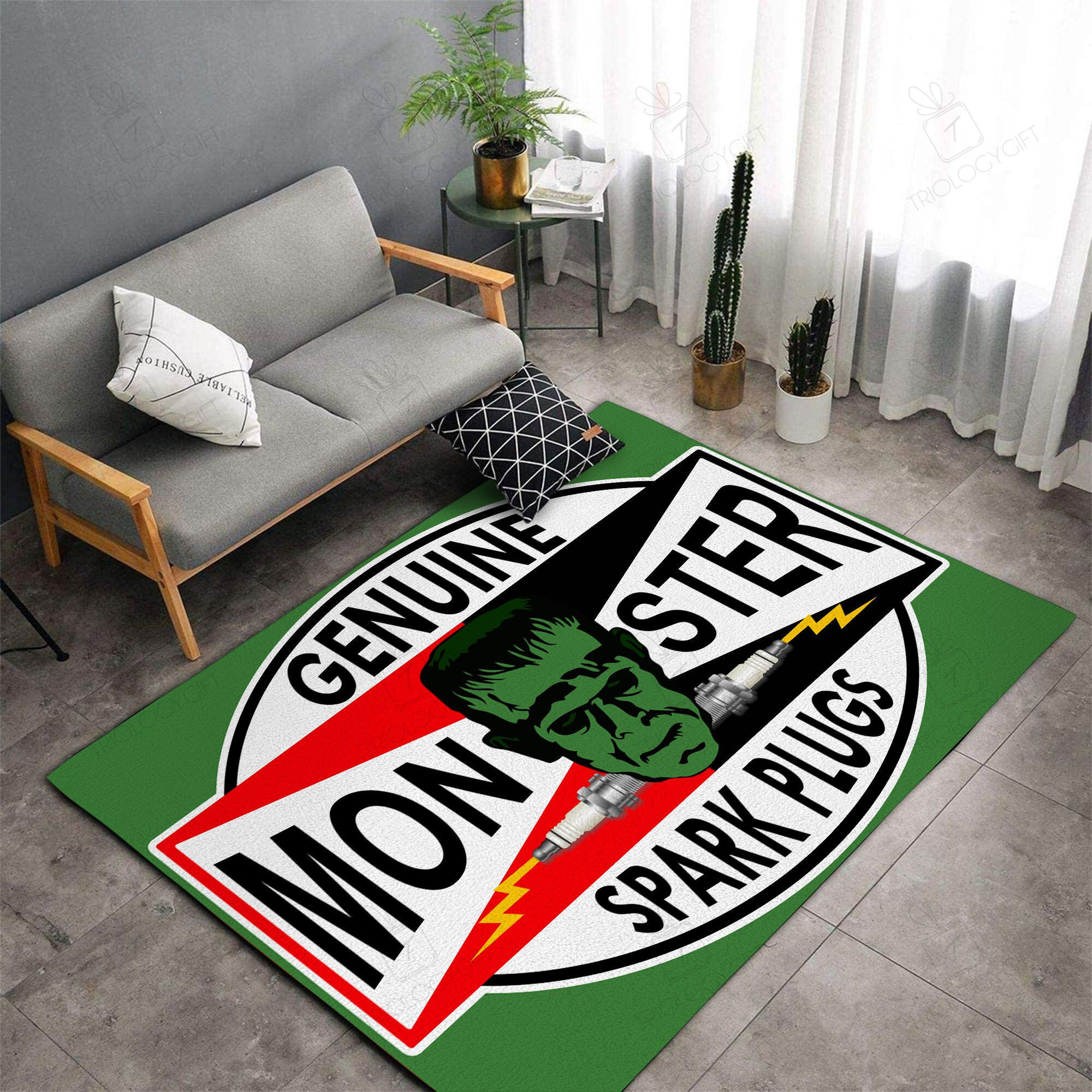 Monster Spark Plugs Hot Rod Rug for Home Decoration