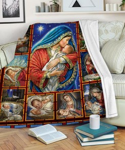 Mother Mary and Baby Jesus Quilt Blanket, Christmas Gift
