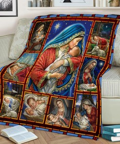 Mother Mary and Baby Jesus Quilt Blanket, Christmas Gift