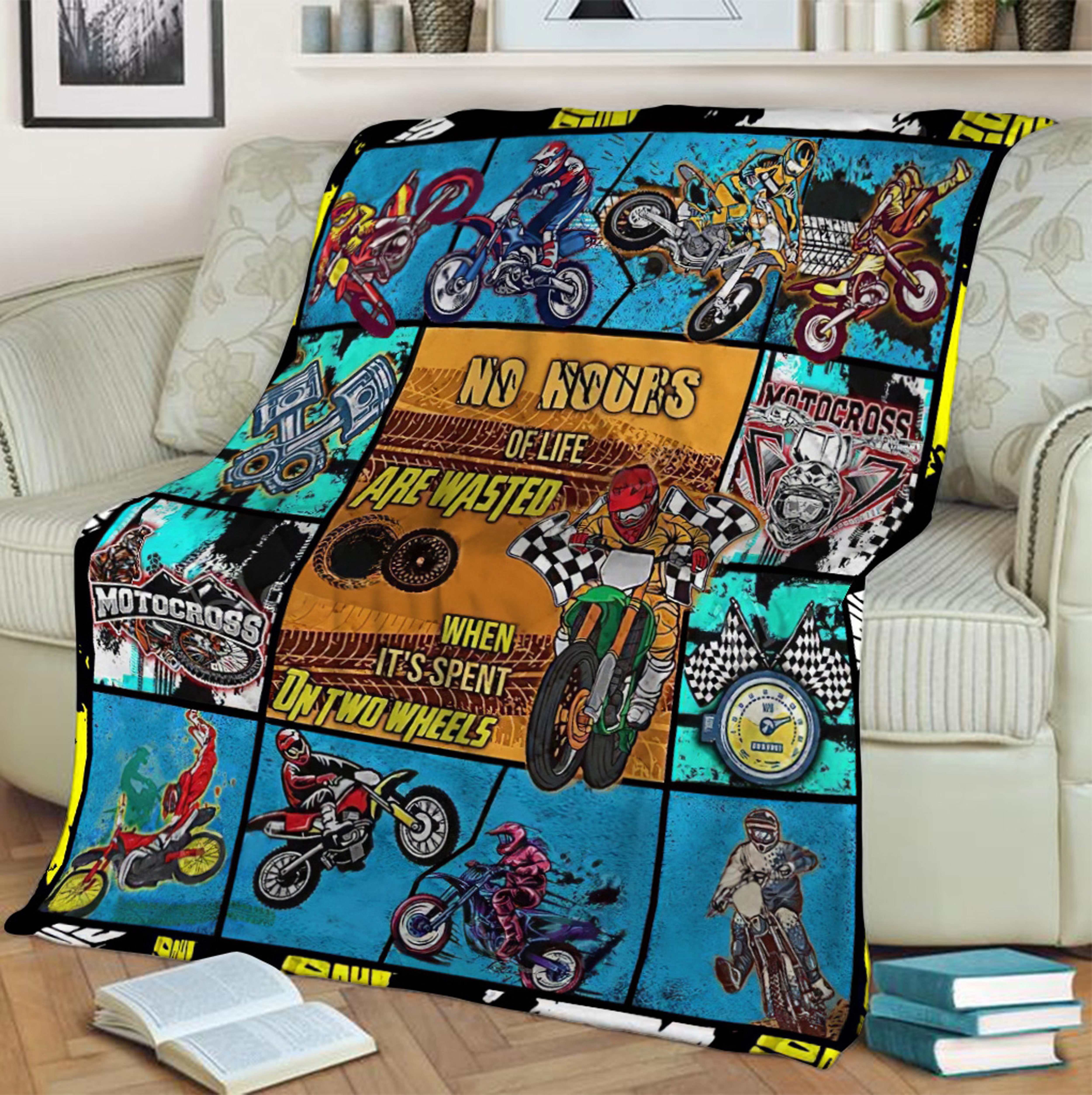 Motocross Racing Boy Quilt Blanket, Perfect Birthday Gift
