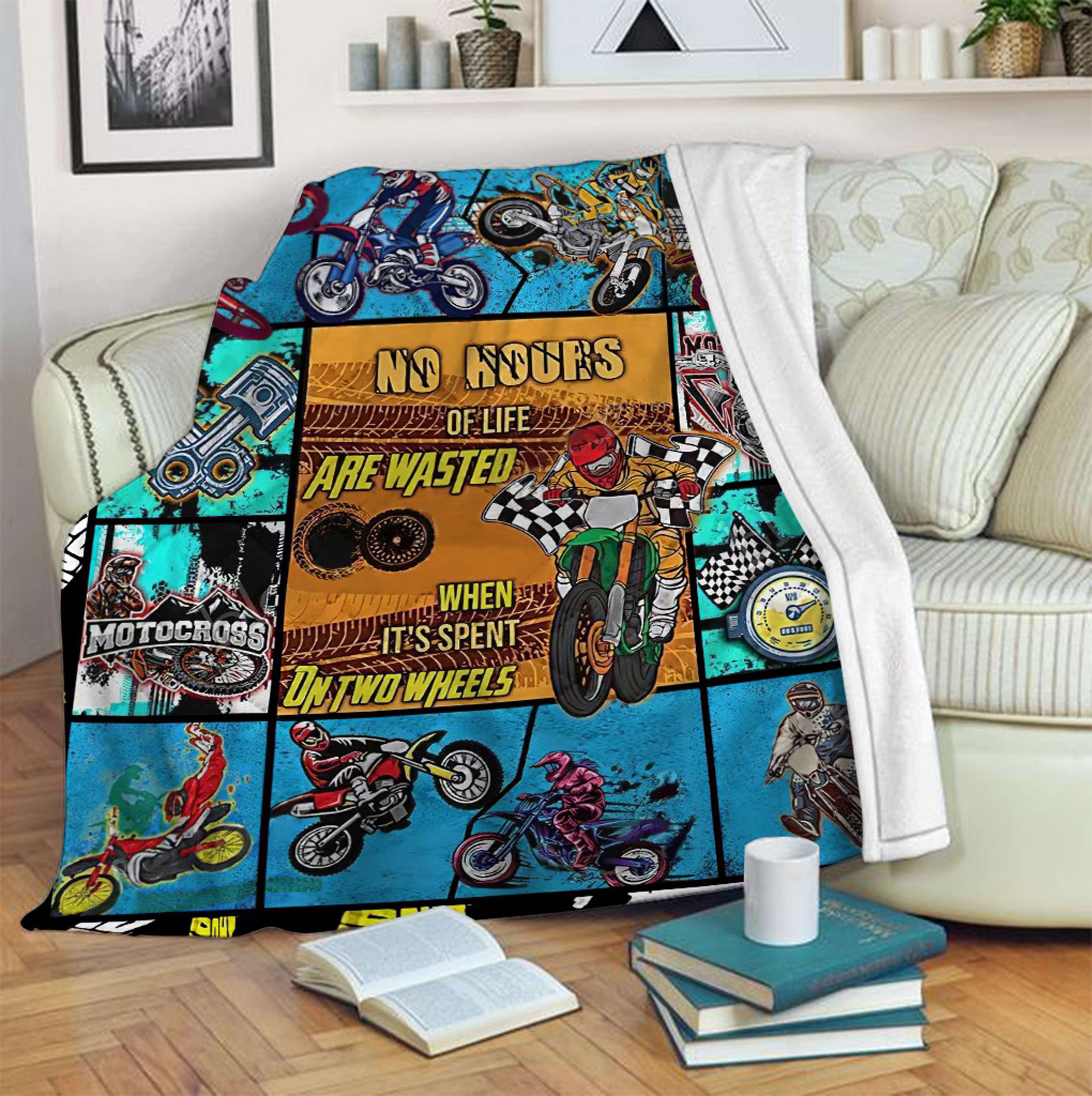 Motocross Racing Boy Quilt Blanket, Perfect Birthday Gift